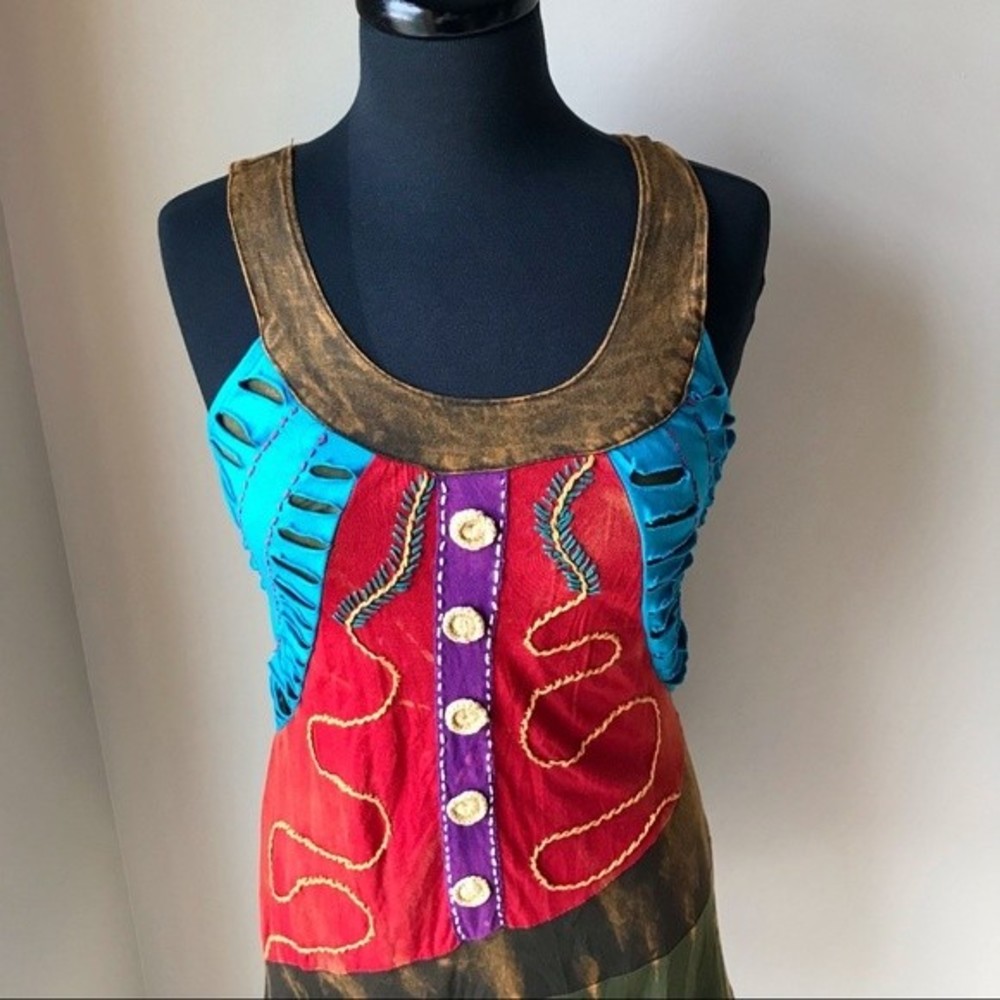 Colorful Patchwork Sleeveless Dress - Picture 2 of 6